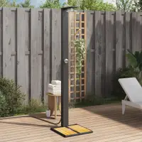 Gossi dus de exterior, negru, 50x55x224 cm, poliratan si lemn acacia