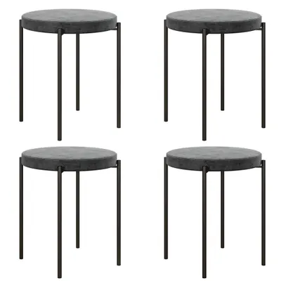HOMCOM Set de 4 taburete de bucătărie, empilabile, stil catifea, până la 100 kg, cadru din oțel, 41,5 x 41,5 x 46 cm, Gri închis | Aosom Romania