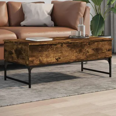 vidaXL Măsuță de cafea stejar fumuriu 100x50x40cm lemn prelucrat/metal