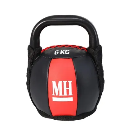 Gantera, Kettlebell cu invelis moale si maner, 6 KG, negru, Lukadora