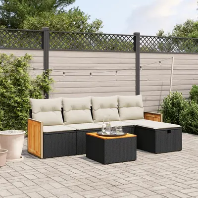 Gossi set mobilier de gradina cu perne, 6 piese, negru, poliratan