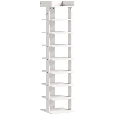 HOMCOM, Raft pentru Pantofi, Cu 9 Rafturi, PAL, 30 x 30 x 128.4 cm, Alb | Aosom Romania