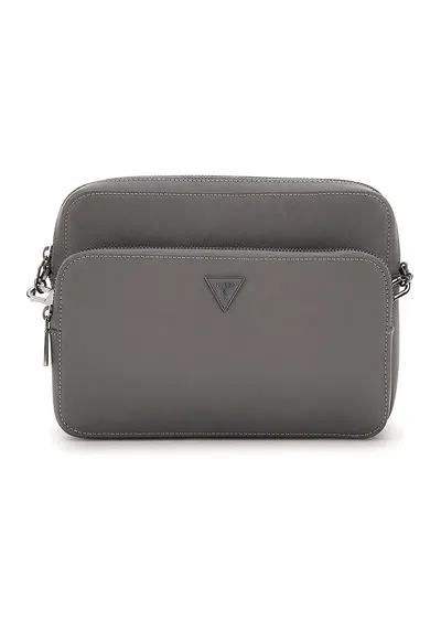 Geanta crossbody cu bareta dubla de piele ecologica Milano - Gri inchis