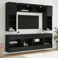 vidaXL Set Dulap pentru Televizor Montat pe Perete 6 pcs Stejar Negru