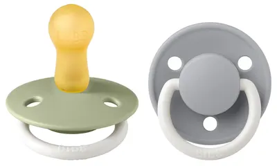 Suzete Bibs - De Lux, Sage Glow/Cloud Glow, luminoase, din cauciuc, 6-18 luni, 2 bucăți