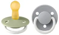 Suzete Bibs - De Lux, Sage Glow/Cloud Glow, luminoase, din cauciuc, 6-18 luni, 2 bucăți