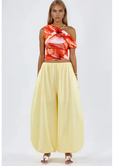 Pantaloni dama galben lamaie - elastic - bumbac 65%