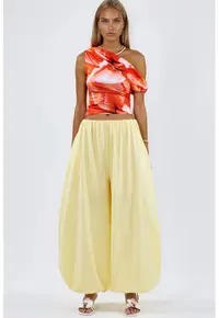 Pantaloni dama galben lamaie - elastic - bumbac 65%
