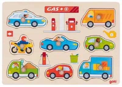 Puzzle cu mâner Goki - Benzinărie
