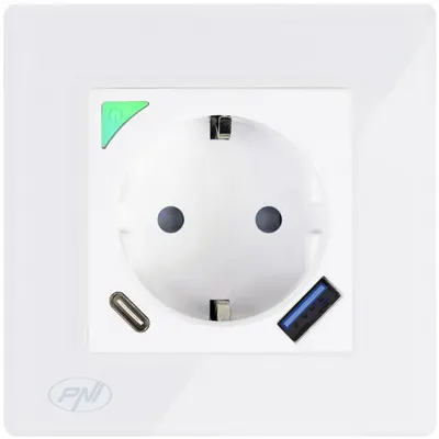Priza inteligenta PNI SmartHome WP202 WiFi, montaj ingropat, control prin internet, aplicatie dedicata Tuya Smart, compatibila Amazon Alexa PNI-WP202