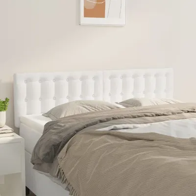 vidaXL Tăblii de pat, alb, 144x5x78/88 cm, piele ecologică