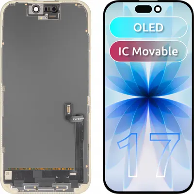 Display cu Touchscreen MP compatibil cu Apple iPhone 17, cu Rama, Versiune OLED FHD IC Movable, Negru