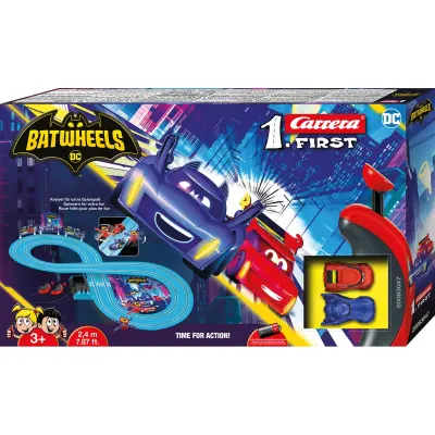 Set pista de curse cu 2 masinute, Carrera, Batwheels DC