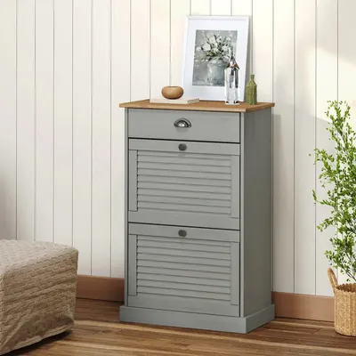 Gossi dulap de pantofi vigo, 60x35x96 cm, gri, lemn masiv de pin