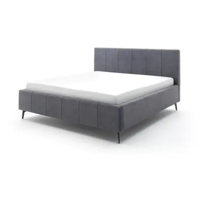 Pat matrimonial gri antracit tapițat cu spațiu de depozitare cu somieră 180x200 cm Lizzano – Meise Möbel