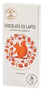 Ciocolata 54% cacao cu lapte si alune de padure, 80g, Razvan Idicel