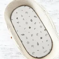 Cearceaf cu elastic, MimiNu, Pentru landou, carucior si cosulet, Dimensiune 80x35 cm, Din bumbac certificat Oeko Tex Standard 100, Leaves