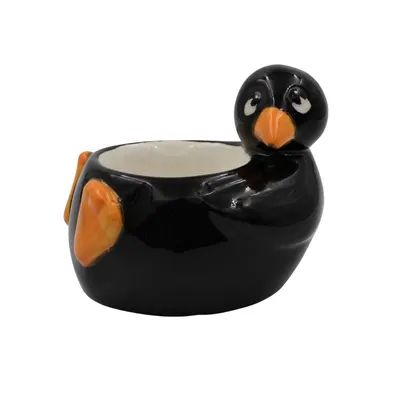 Suport ou din ceramică pinguin negru