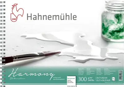 Caiet de schițe pentru desen cu spirală Hahnemuhle Harmony - A3, hârtie presată la cald, 12 coli