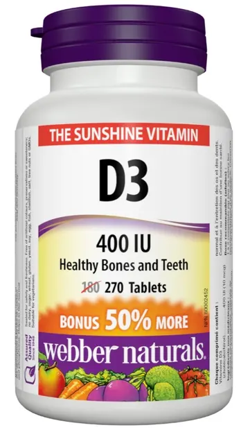 Vitamina D3, 400 IU, 270 tablete, Webber Naturals