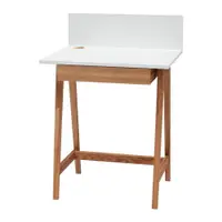 Birou cu bază din lemn de frasin Ragaba Luka Oak, lungime 65 cm, alb
