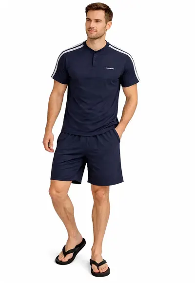 Pijama cu maneca scurta - Albastru