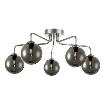 Plafoniera Feya 5 Light Semi Flush Polished Chrome Smoked Glass