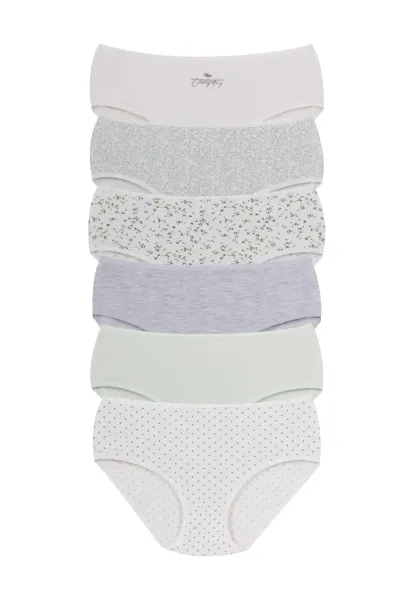 Set 6 perechi de chiloti din bumbac, pentru dama, 34000, Multicolor