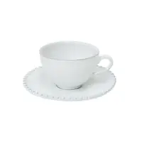 Ceașcă și farfurioară din gresie ceramică Costa Nova Pearl, 250 ml, alb