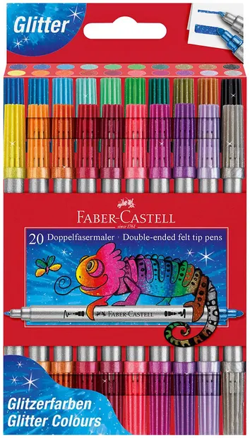 Carioci duble Faber-Castell - Glitter, 20 culori
