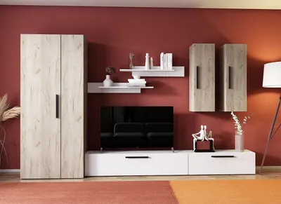 Living Pati 021 - Mobila Sufragerie Stejar + Alb