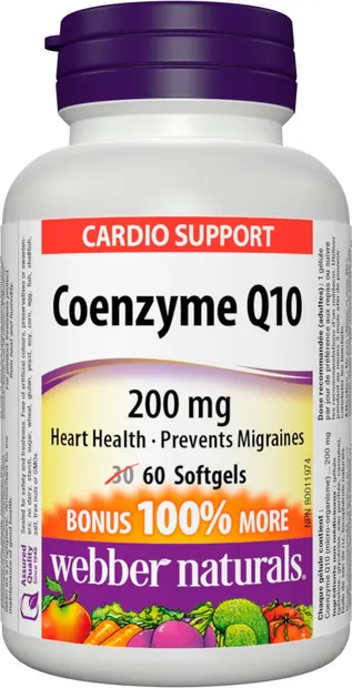 Coenzyme Q10, 200 mg, 60 capsule gelatinoase moi, Webber Naturals