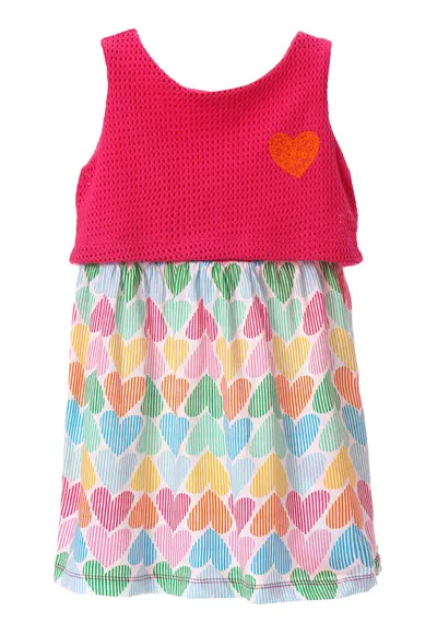 Rochie combi cu imprimeu cu inimi - Multicolor