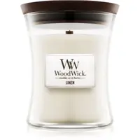 Woodwick Linen lumânare parfumată cu fitil din lemn