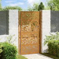 vidaXL Poartă de grădină 100x200 cm, model frunze de oțel rezistente la intemperii