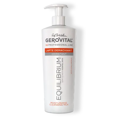 Lapte Demachiant Hidratant Cu Acid Hialuronic și Vitamina E Pentru Ten Normal, Gerovital H3 Equilibrium, 500 Ml