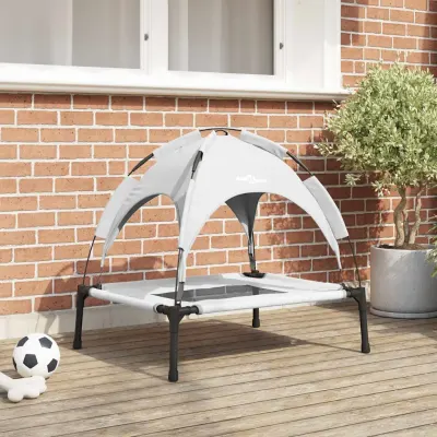 vidaXL Pat pentru câini Manual Gri argintie 76 x 62 x 70,5 cm Oțel