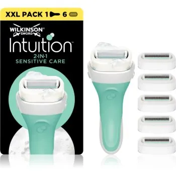 Wilkinson Sword Intuition 2in1 Soap & Shave Sensitive aparat de ras + rezervă 6 bucati
