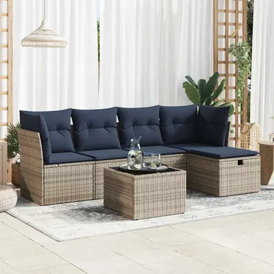 Gossi set mobilier gradina cu perne, 6 piese, gri, poliratan