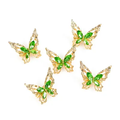 Set 5 brose martisor fluture cu aripi verzi