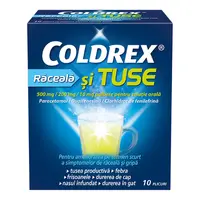 Coldrex raceala si tuse, 500 mg/200 mg/10 mg, Perrigo | 10 plicuri