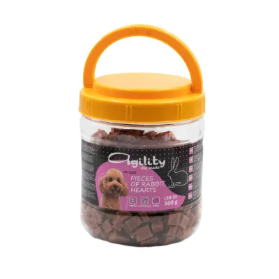 AGILITY Bucăți Inimioară, XS-XL, Iepure și Rață, găletușa recompense câini, 500g