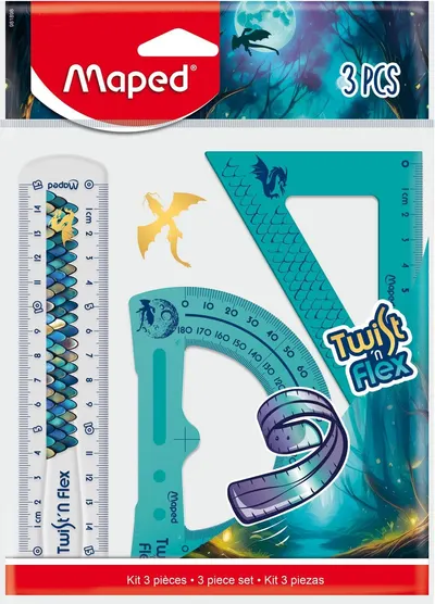 Set de desen Maped Twist'n Flex - Dragon, 3 piese