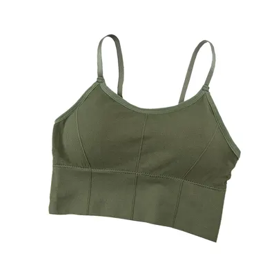 L/XL - Bustiera Sport pentru Dama, cu Bretele Reglabile si Spatele Gol, Fara Cusaturi, Model Push Up, Verde, MIX14112-1240