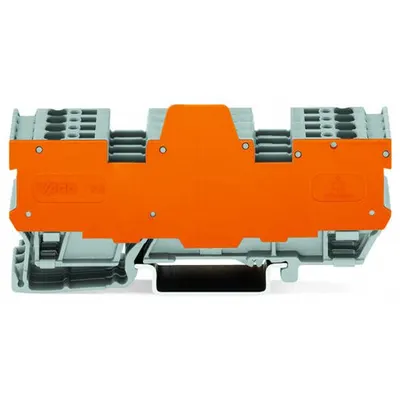 1-conductor/1-conductor terminal block for pluggable modules; 4-pole; with 2-conductor terminal blocks; with 2 jumper positions; with orange separator plate; for DIN-rail 35 x 15 and 35 x 7.5; 4 mm²; CAGE CLAMP®; 4,00 mm²; gray