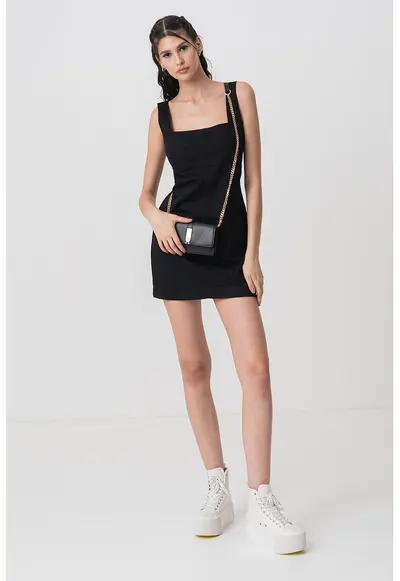 Rochie mini de buumbac si in - Negru