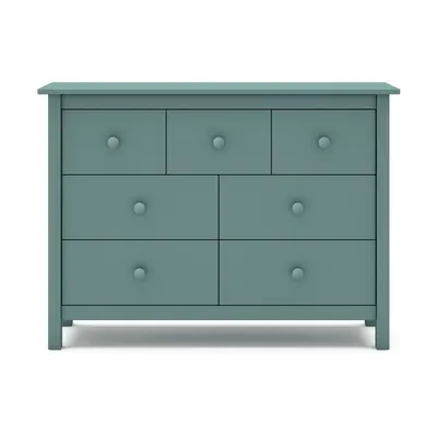 Comodă pentru copii în culoarea petrolului joasă din lemn de pin 110x80 cm Max – Marckeric