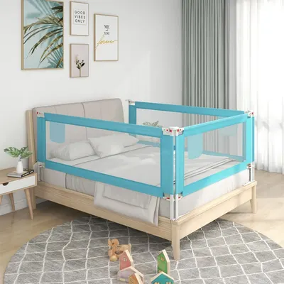 Gossi balustrada de protectie pat copii, albastru, 190x25 cm, textil