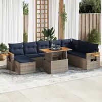 Gossi set mobilier de gradina cu perne, 10 piese, gri, poliratan