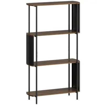HOMCOM Raft cu 4 niveluri, raft independent cu design curbat, raft industrial pentru cărți, aspect lemn maro | Aosom Romania